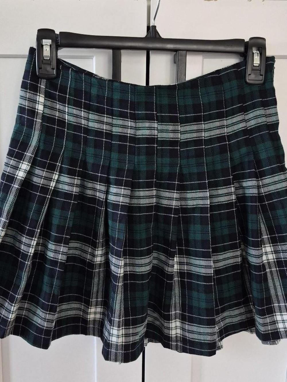 Full Tilt Green and Navy Tartan Pleated Skirt